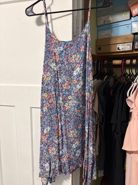 O’neil Blue Floral Slip Dress with Peach & White Blooms